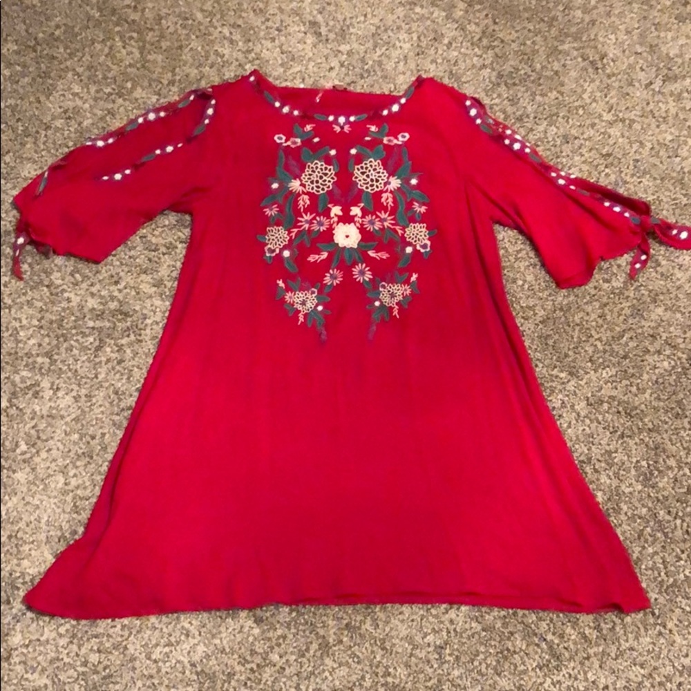 Red Embroidered Dress